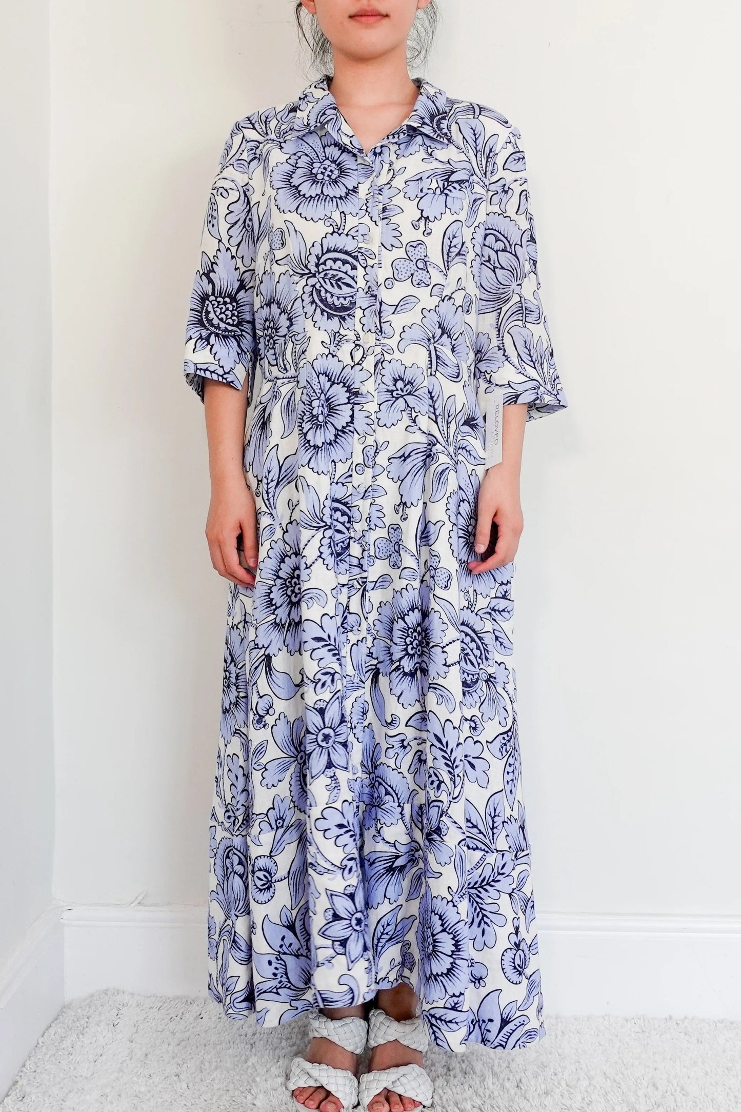 blue floral dress