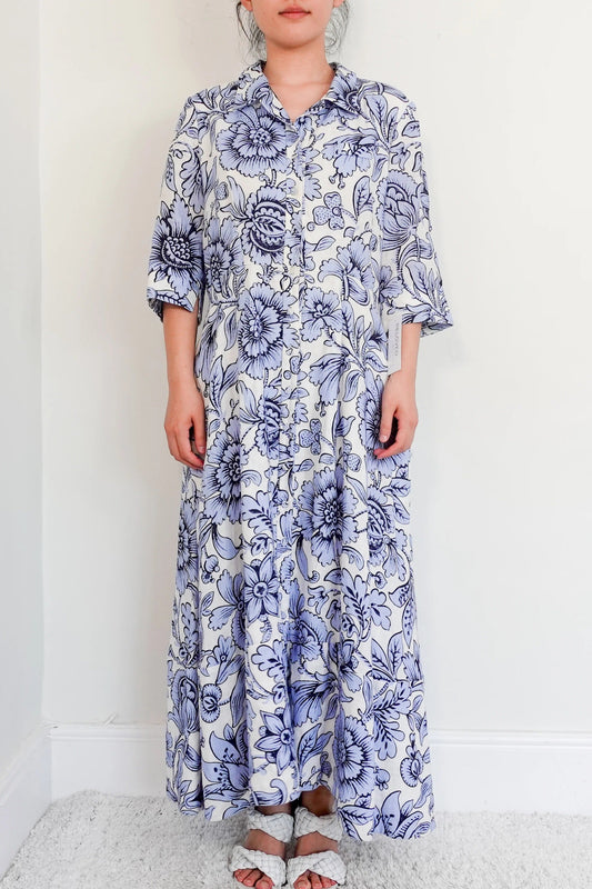 blue floral dress