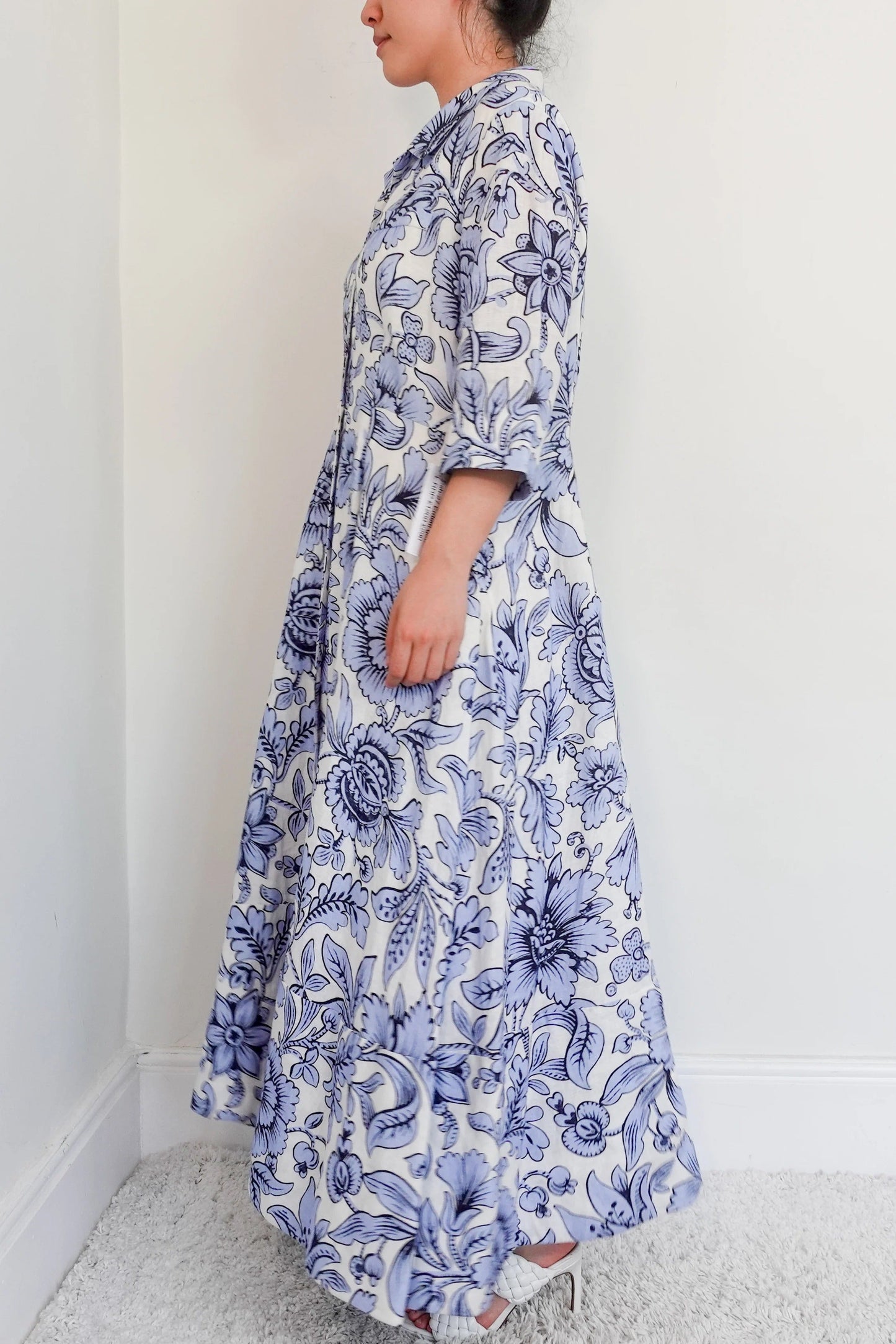 blue floral dress