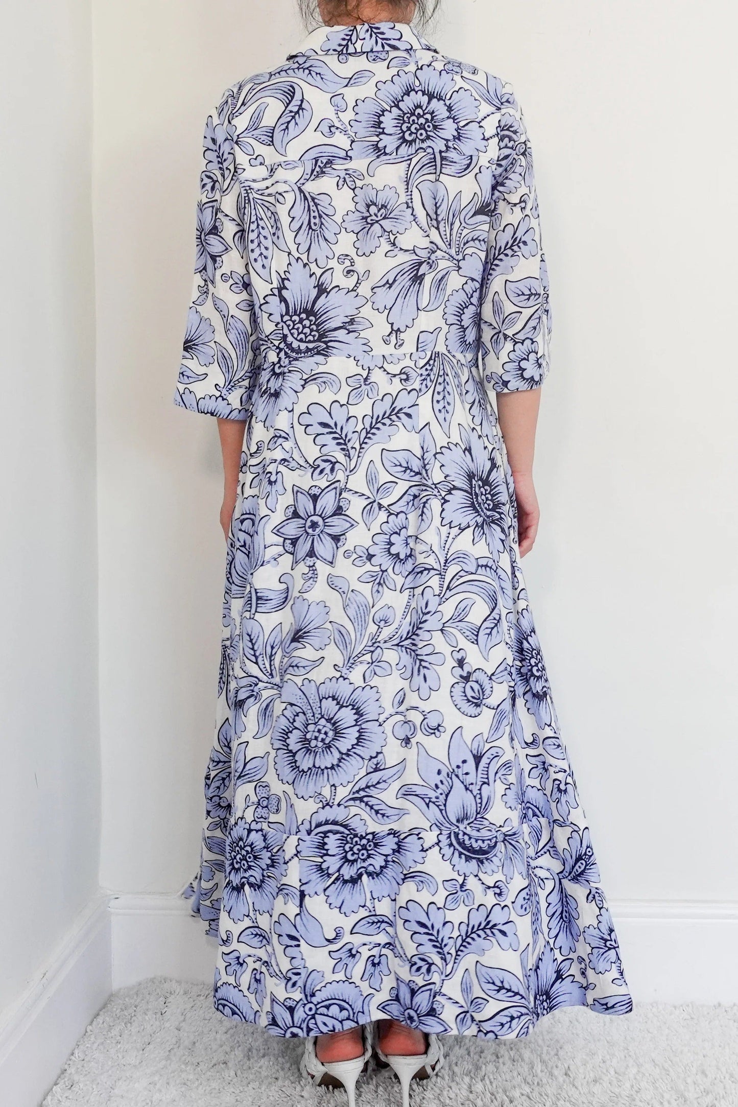 blue floral dress